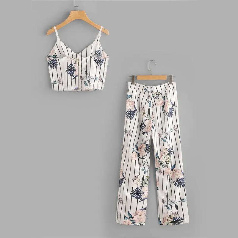 PENNY’S PERFECT FLORAL STRIPE PANTS SET