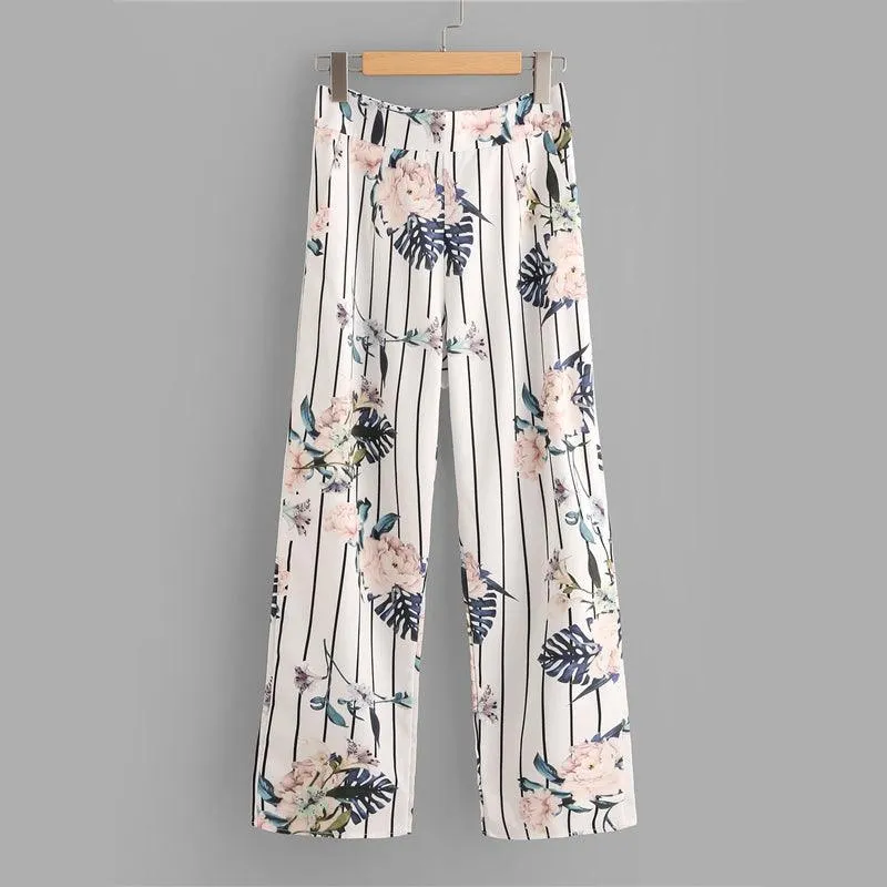 PENNY’S PERFECT FLORAL STRIPE PANTS SET