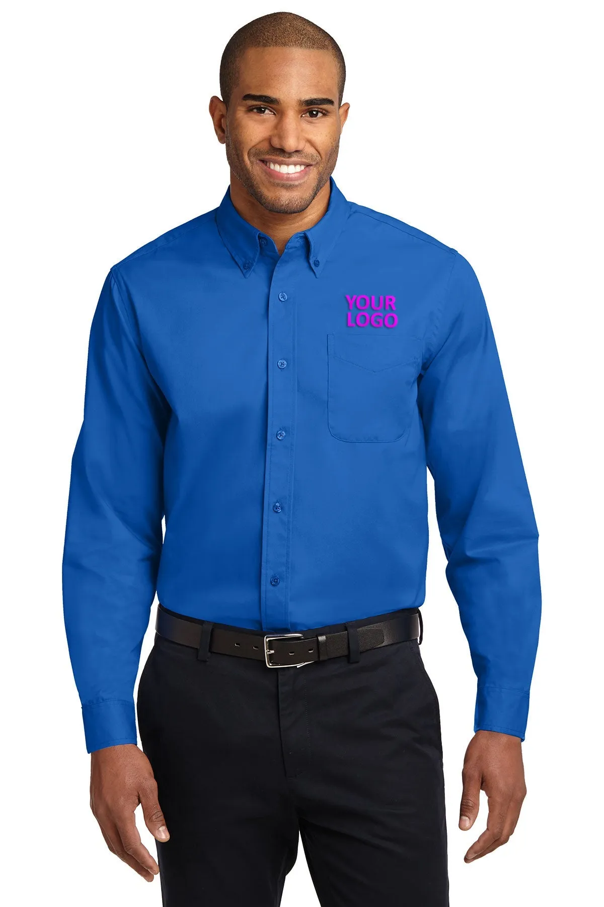 Port Authority Extended Size Easy Care Branded Shirts, Strong Blue