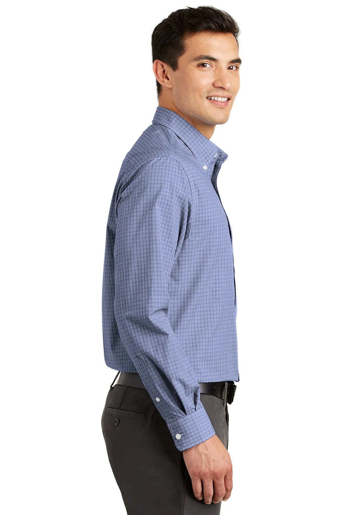 Port Authority Plaid Easy Care Custom Shirts, Navy