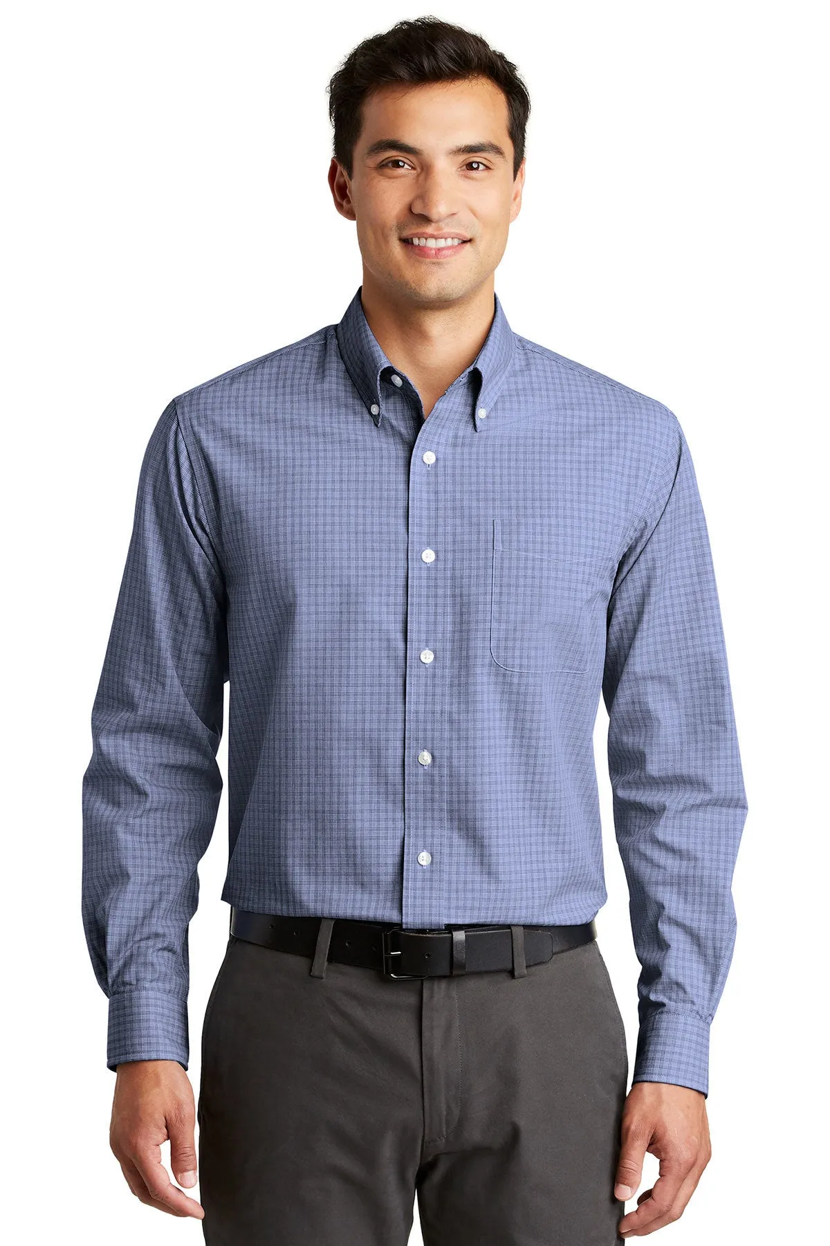 Port Authority Plaid Easy Care Custom Shirts, Navy