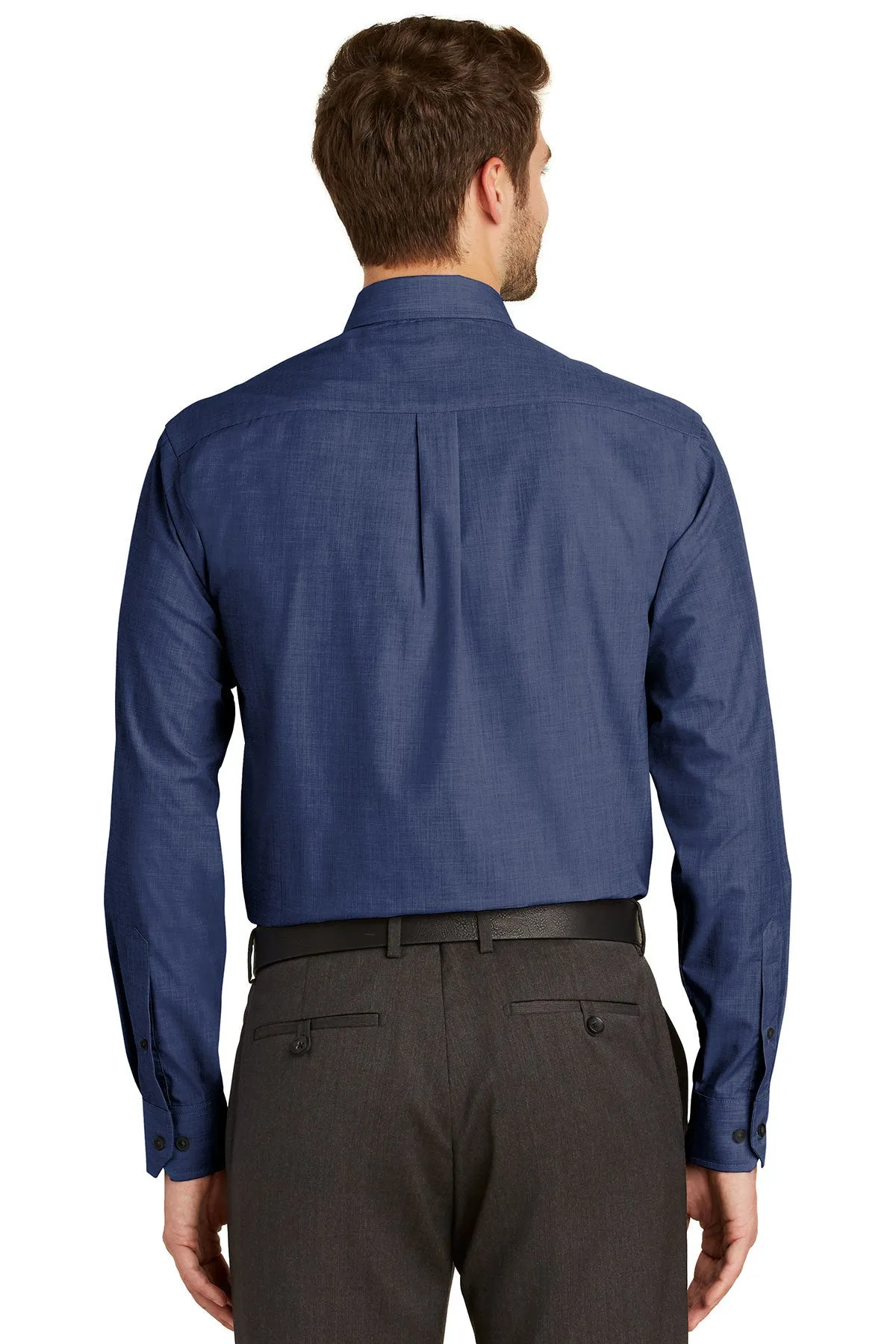 Port Authority Tall Crosshatch Easy Care Custom Shirts, Deep Blue