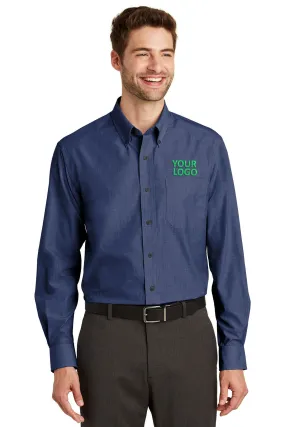 Port Authority Tall Crosshatch Easy Care Custom Shirts, Deep Blue