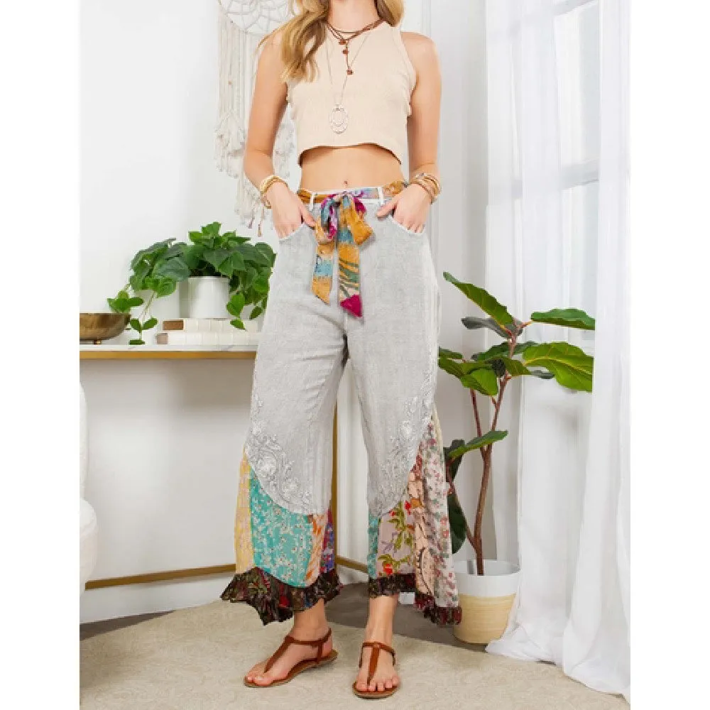 Print Patch Mid Length Pants