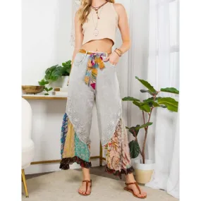 Print Patch Mid Length Pants