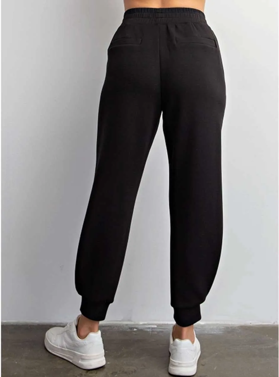 Rae Mode Women's Modal Poly Span Scuba Jogger Pants - Black