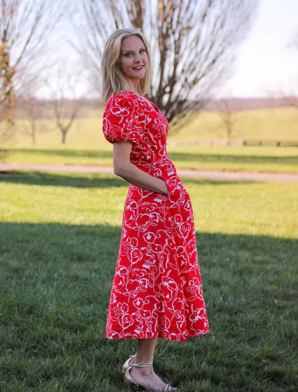 Red Rose Midi Dress