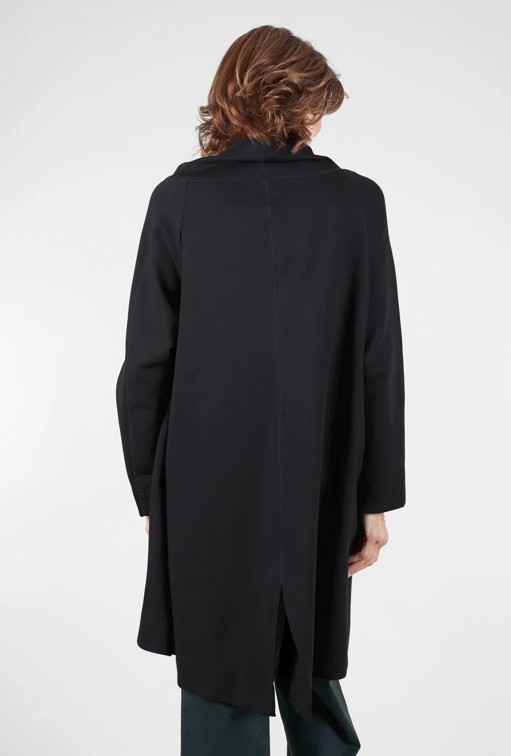 Refined Ponte Cocoon Coat, Black