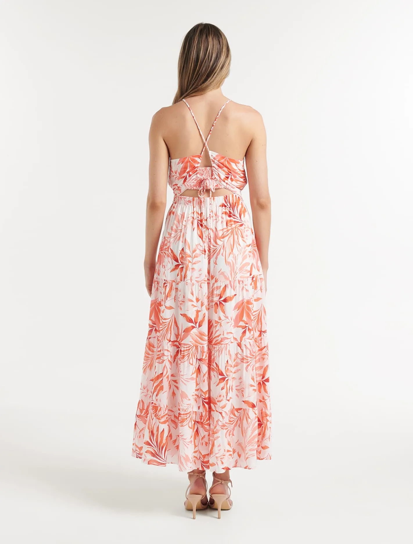 Rue Braided Strap Halter Maxi Dress