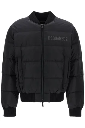 SHINY BLACK CROPPED PADDED BOMBER JACKET IN POLYAMIDE