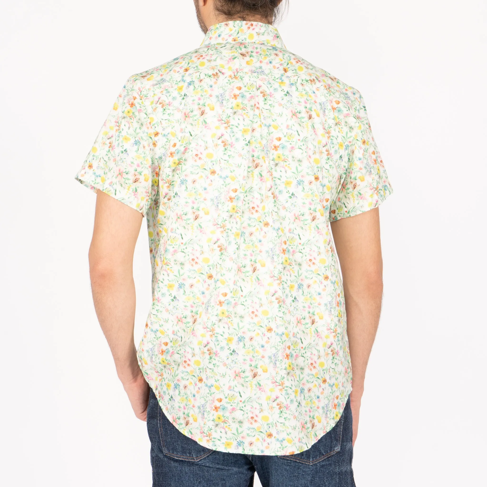 Short Sleeve Easy Shirt - Flower Painting - White