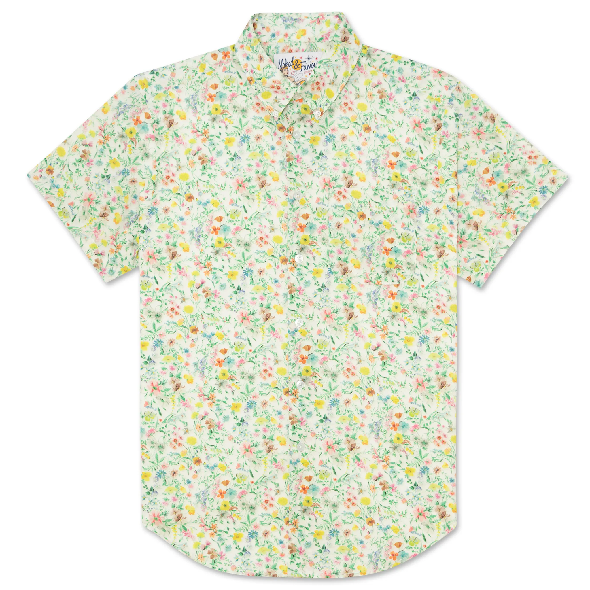 Short Sleeve Easy Shirt - Flower Painting - White