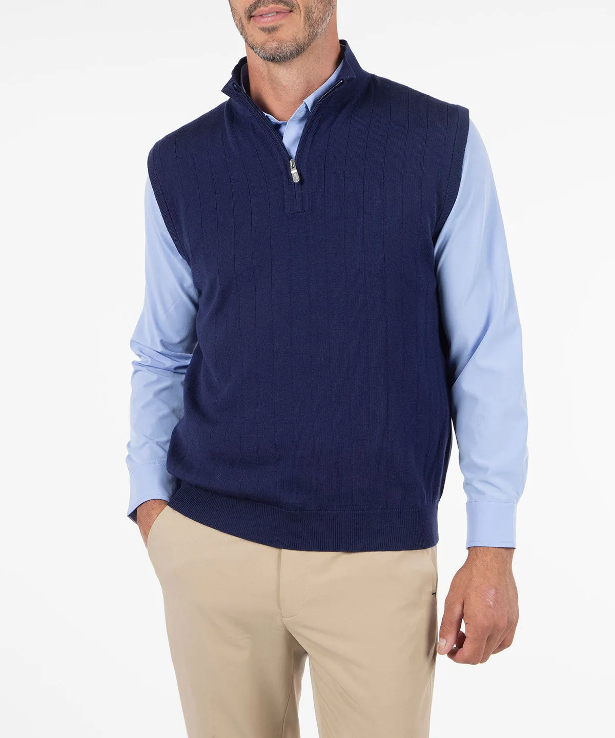 Signature Merino Lined Quarter-Zip Mock Neck Wind Vest