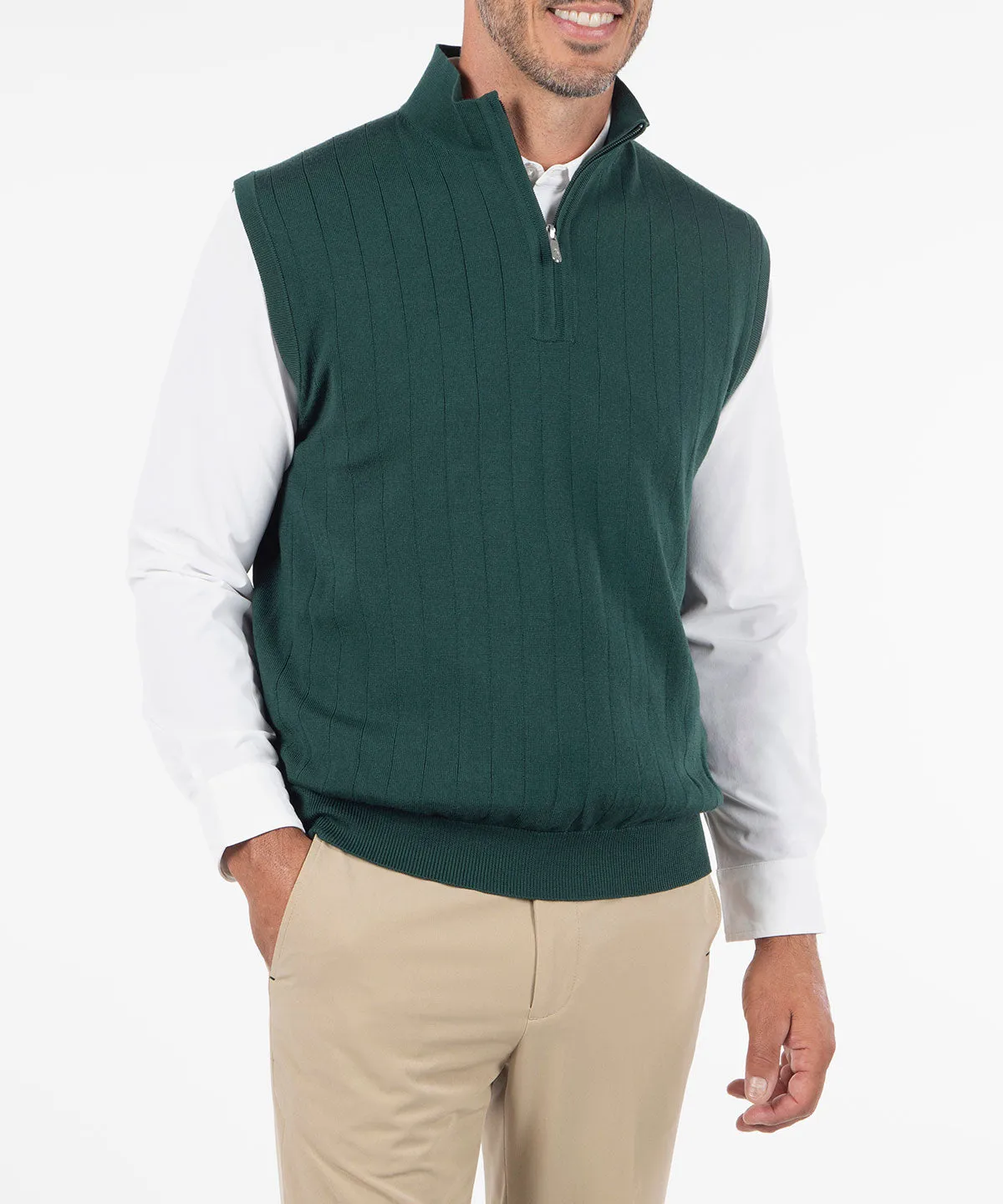 Signature Merino Lined Quarter-Zip Mock Neck Wind Vest