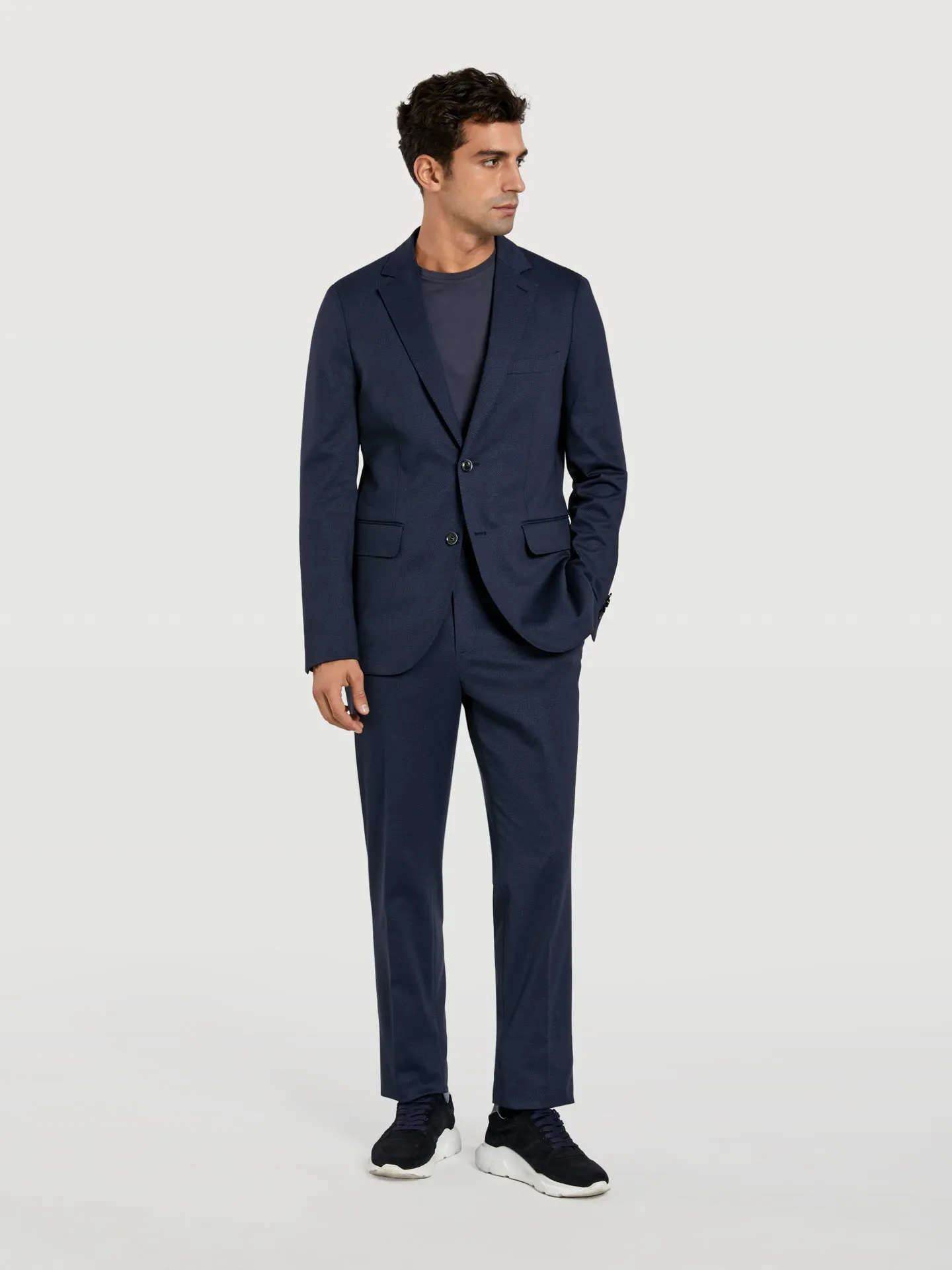 Slim fit k-motion herringbone suit