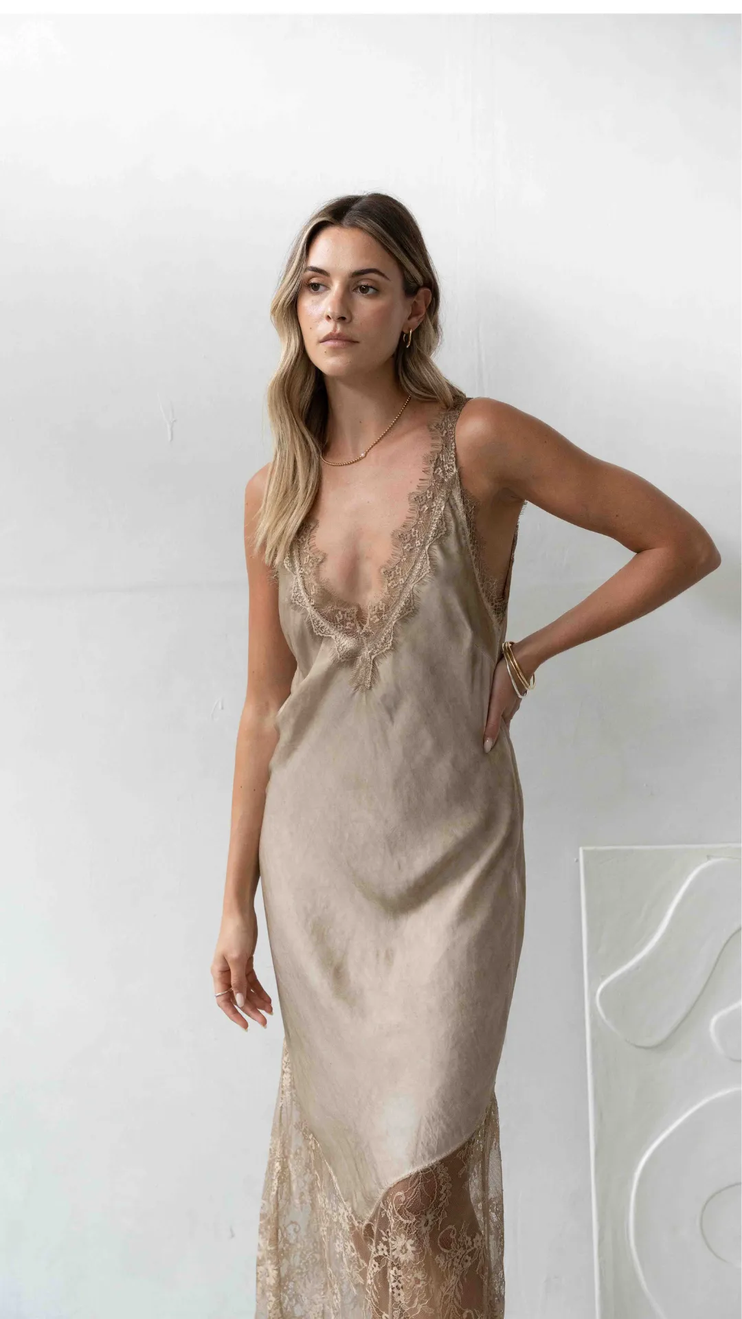 SOLANGE SLIP DRESS - SAND