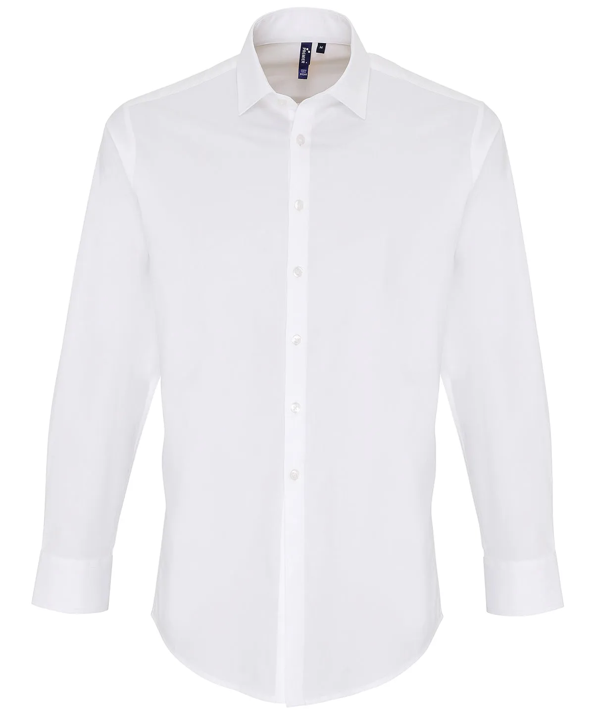 Stretch fit cotton poplin long sleeve shirt | White