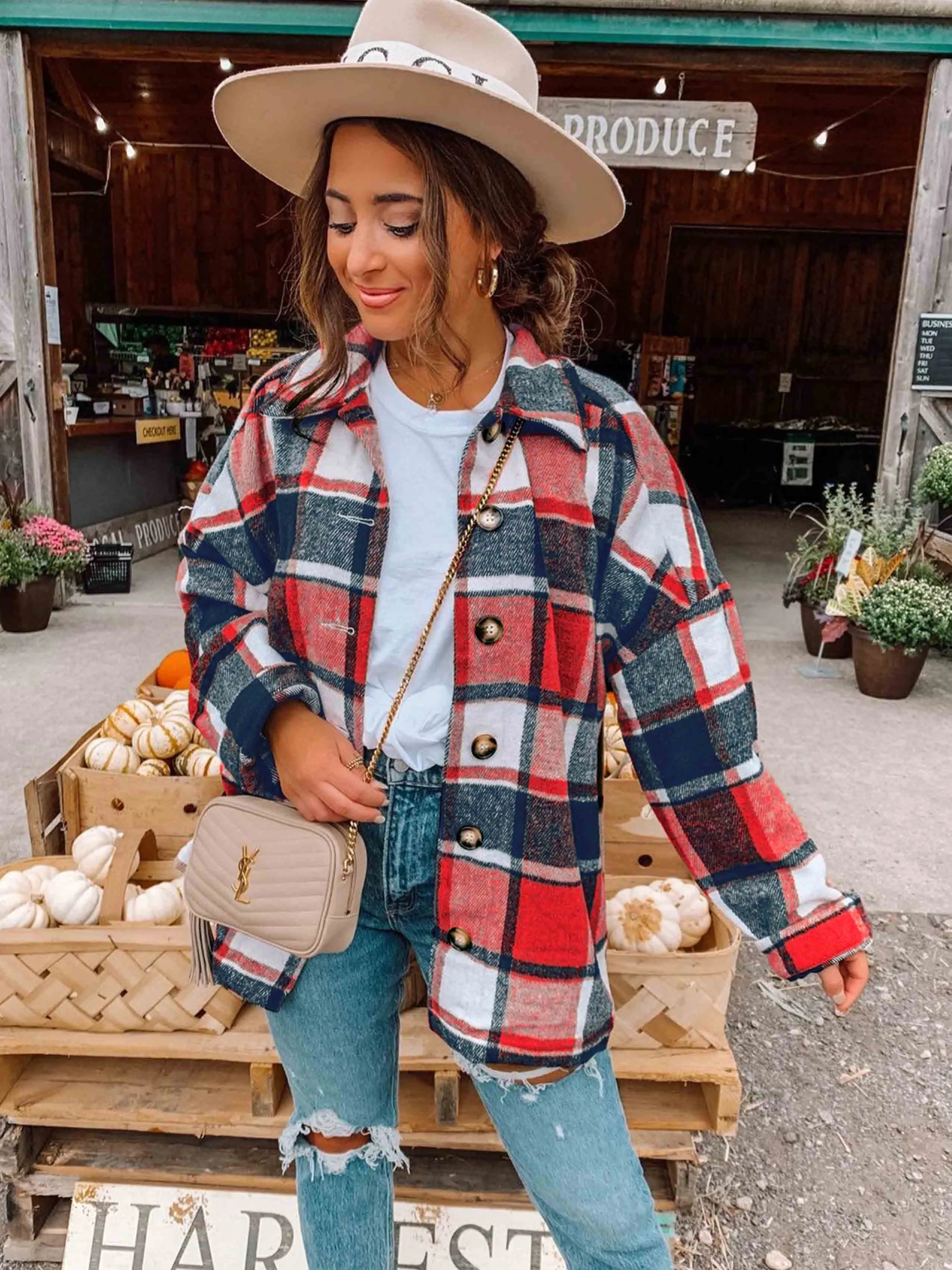 Stunncal Street Fashion Style Plaid Coat