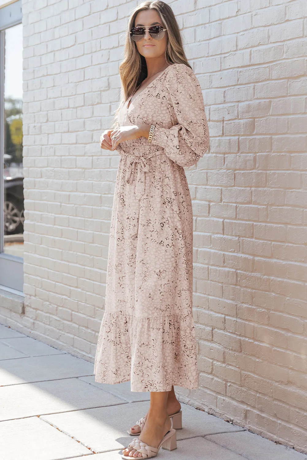 Surplice Bubble Sleeve Maxi Dress