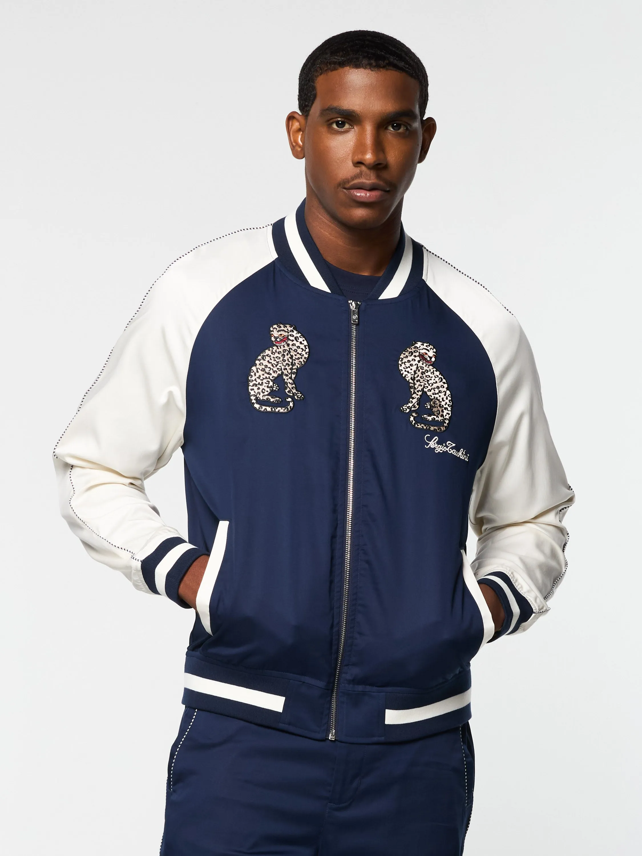 Suveniri Track Jacket- Maritime Blue/ Gardenia