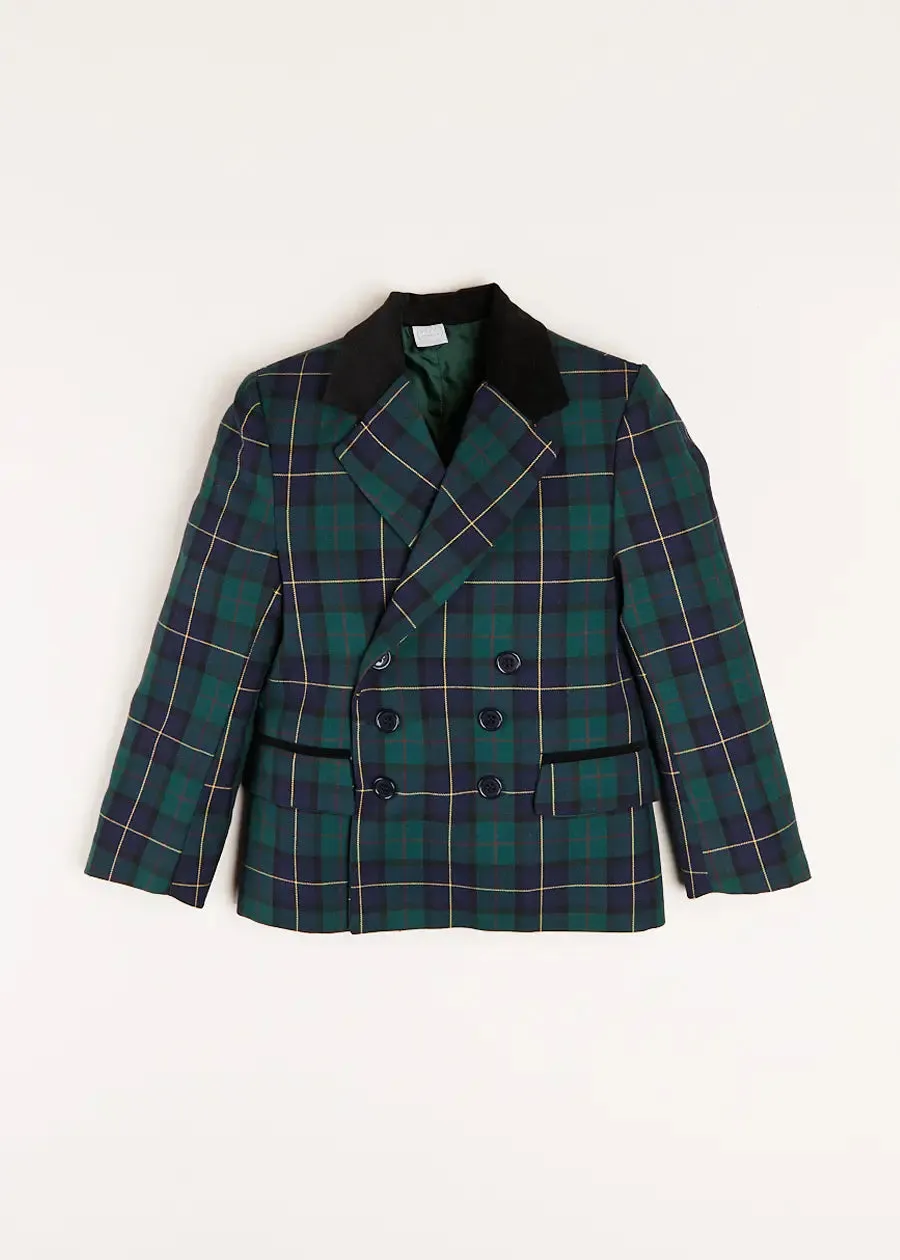 Windsor Tartan Double Breasted Blazer in Green (4-10yrs)