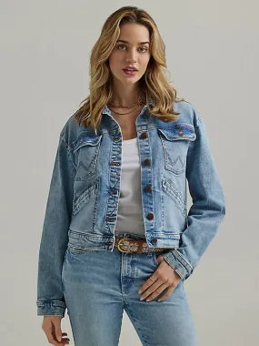 Womens Cowboy Denim Jacket - Light Wash