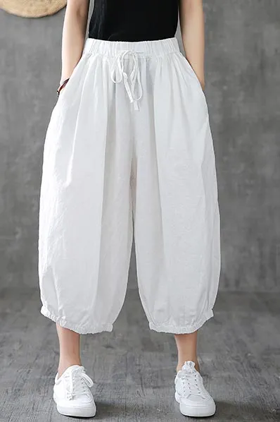 Women's wide leg cusual little above ankle length pants for summer 190161