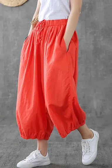 Women's wide leg cusual little above ankle length pants for summer 190161