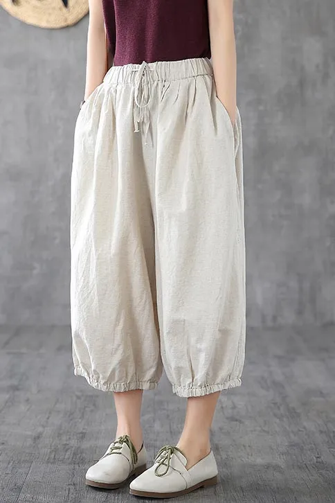 Women's wide leg cusual little above ankle length pants for summer 190161