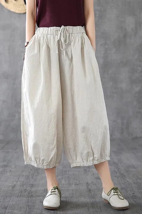 Women's wide leg cusual little above ankle length pants for summer 190161